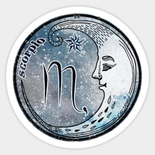 Scorpio Moon Sign Astrology Zodiac Symbol Stars and Crescent Moon Sticker